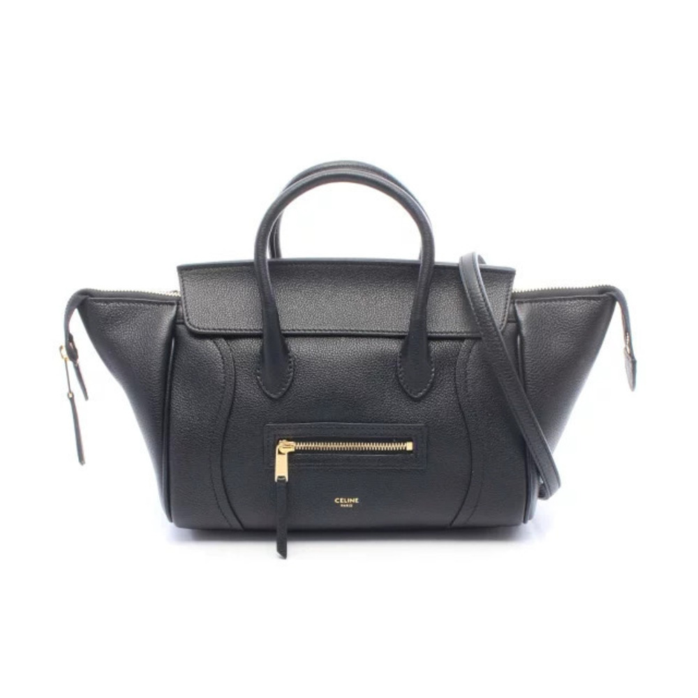 Celine Luggage Handbag Leather Black